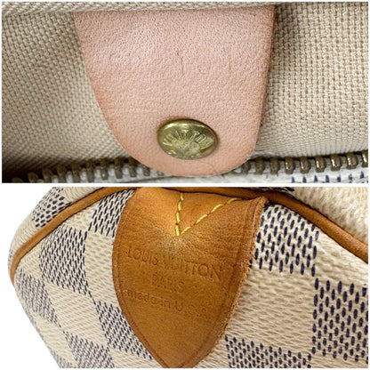 Louis Vuitton Damier Azure Leather Speedy 30 Handbag Mini Boston Bag Padlock