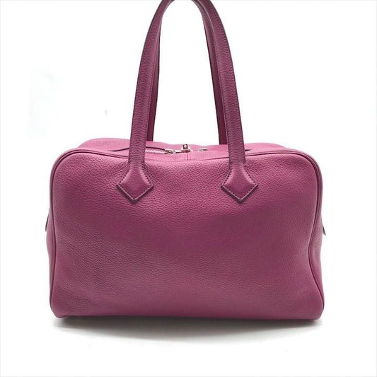 Hermes Victoria 35 Taurillon Clemence Leather Hand Boston Bag Purple Ladie