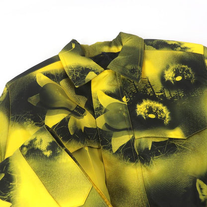 Prada 2022 Sgc091 Re-nylon Triangle Logo Cotton Graphic Padded Coat Yellow XS