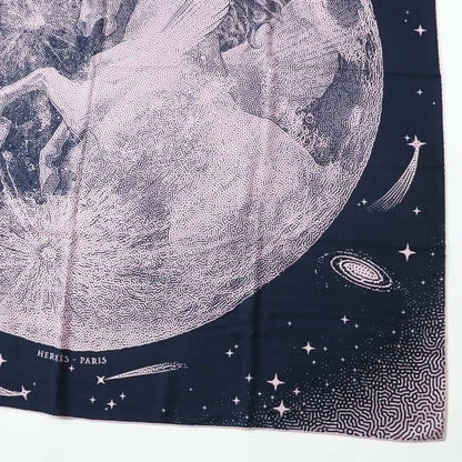 Hermes Carre Geant140 Clair De Lune Cles Cashmere Silk Marine View Rose Scarf