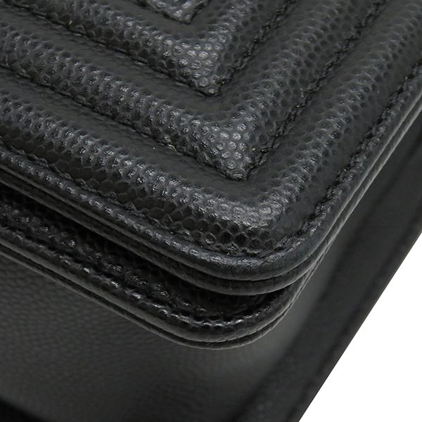 Chanel Shoulder Bag Boy Chanel Mini Chain Shoulder Caviar Skin Black Gold