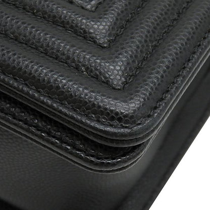 Chanel Shoulder Bag Boy Chanel Mini Chain Shoulder Caviar Skin Black Gold