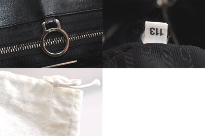 Prada Vintage Leather Hand Tote Bag Purse Black 3034n