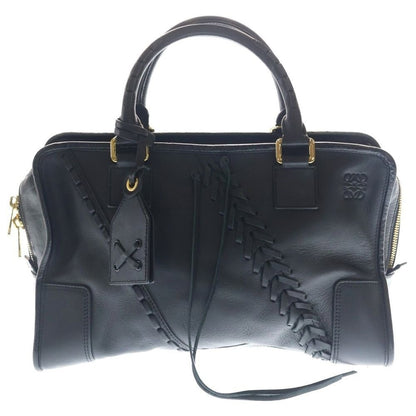 Loewe Amazona 36 Mini Boston Bag Black Lace Leather Gold