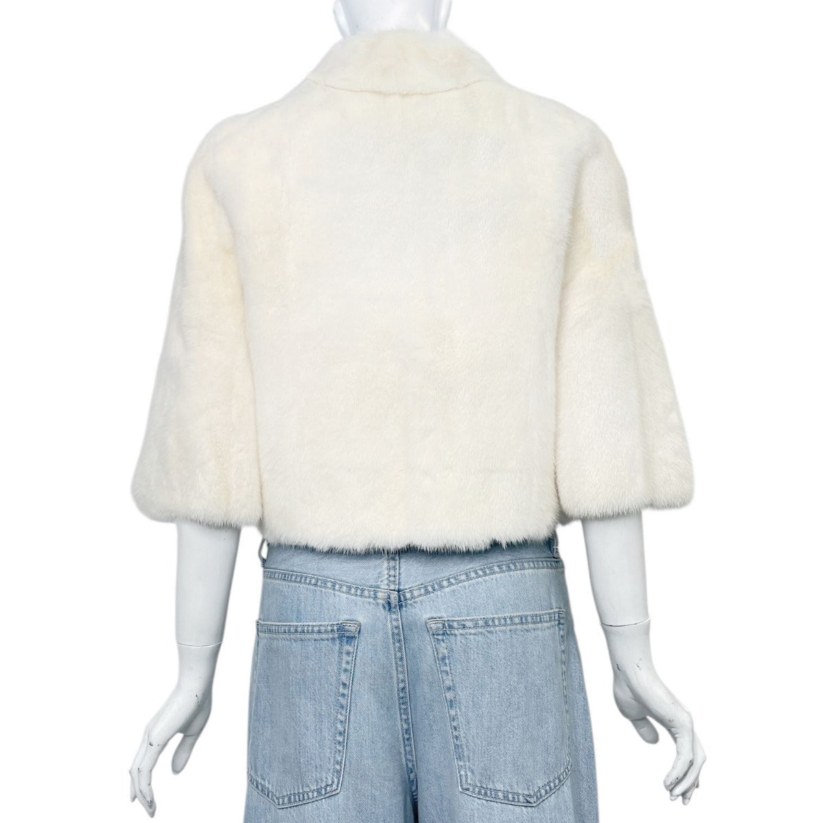 Fendi Coat Mink Leather Fur Floral Pattern White — view 2