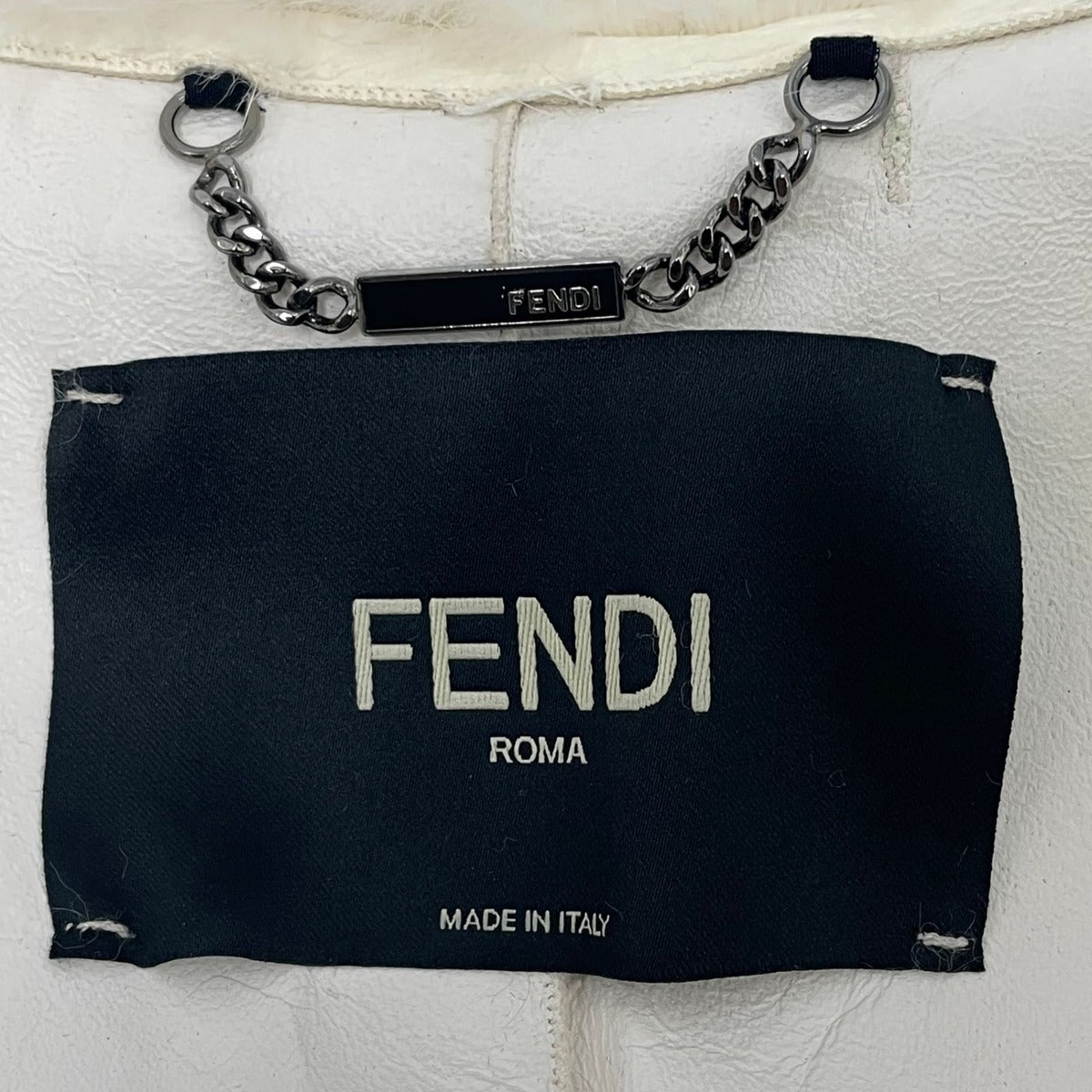 Fendi Coat Mink Leather Fur Floral Pattern White — view 4