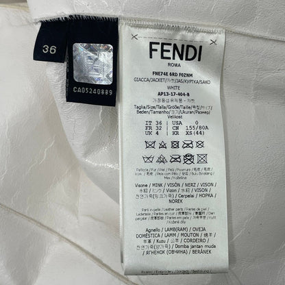 Fendi Coat Mink Leather Fur Floral Pattern White — view 5