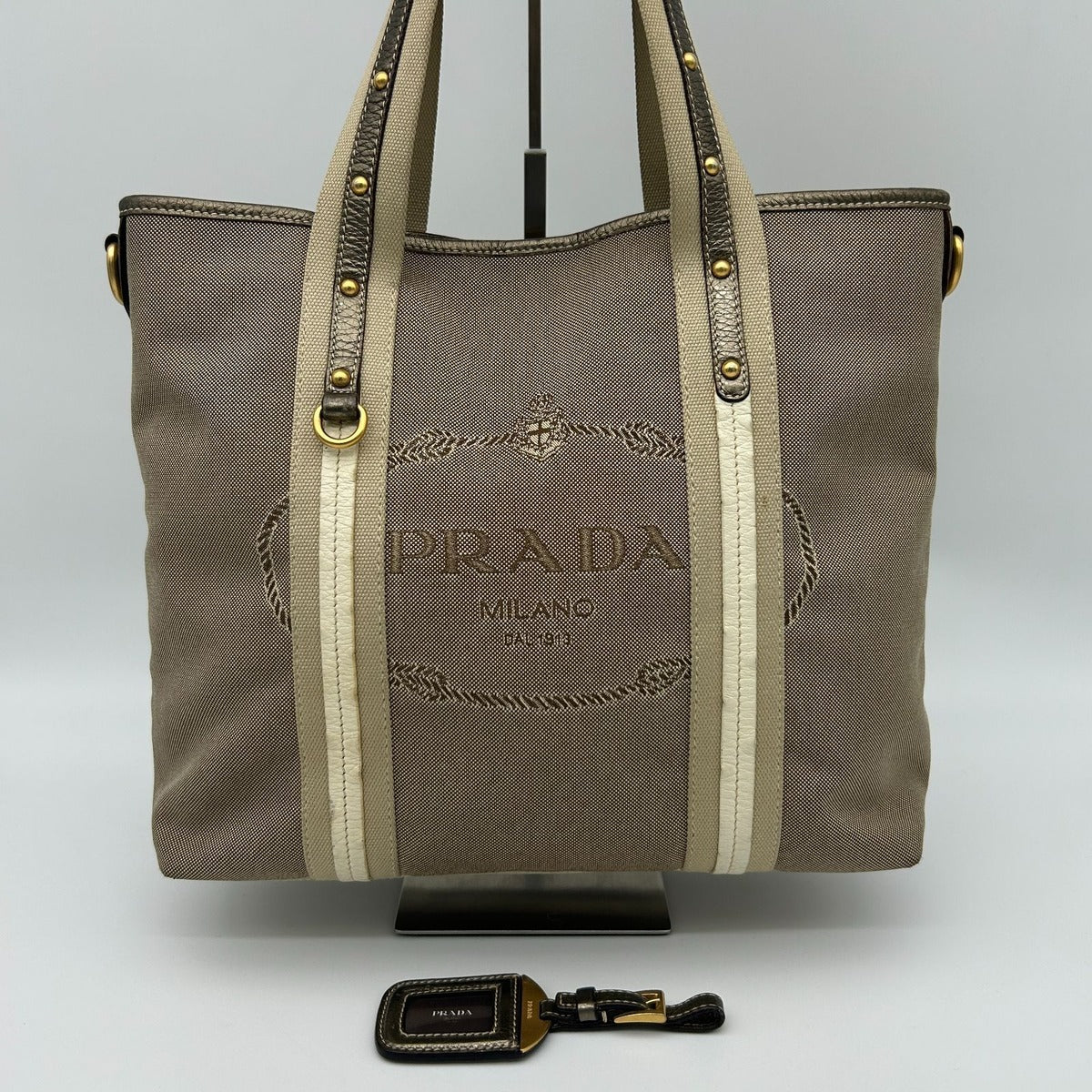 Prada Jacquard Tote Gold