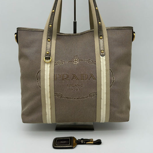 Prada Jacquard Tote Gold