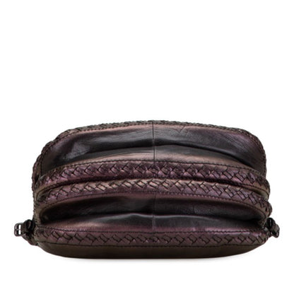Bottega Veneta Intrecciato Gradient Crossbody Shoulder Bag Black Purple Leather