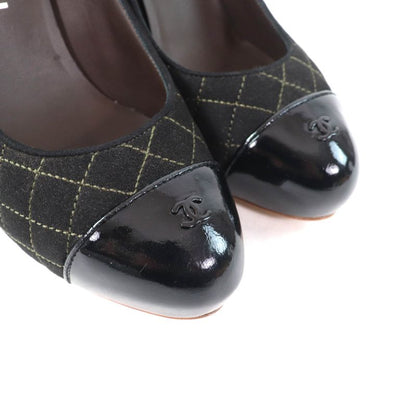 CHANEL G28759 Coco Mark Matelasse Quilted Pumps Black 36.5 With Box And Storage