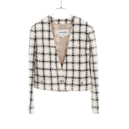 Chanel Collarless Jacket Tweed Wool