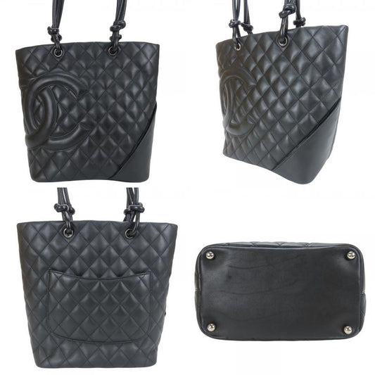 Chanel Tote Bag A25167 Cambon Line Medium Leather Black Silver Hardware 8 Unit