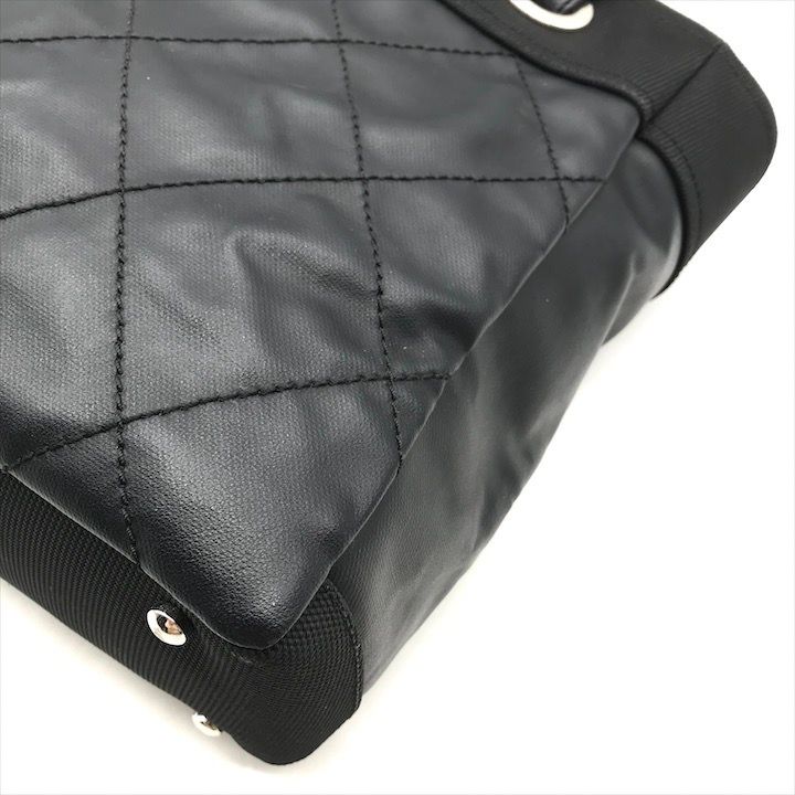 Chanel CC Logo Paris Biarritz PM Hand Bag Black Jacket
