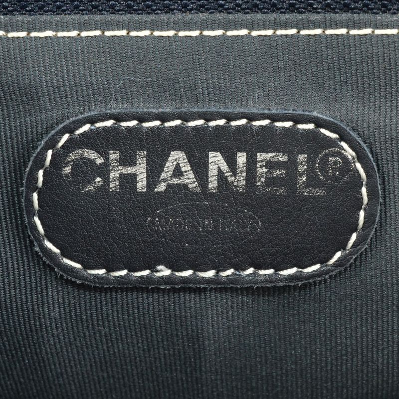 Chanel Coco Mark Matelasse Gingham Check Tote Bag Canvas Blue Silver Hardware