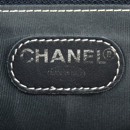 Chanel Coco Mark Matelasse Gingham Check Tote Bag Canvas Blue Silver Hardware