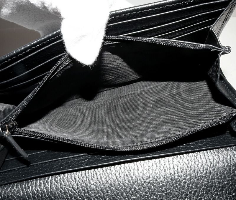 Gucci Long Zipper Wallet With Coin Purse GG Marmont Continental Wallet In Calf