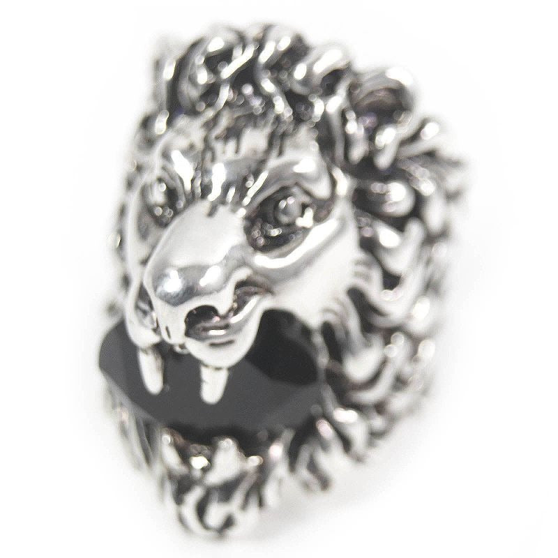 Gucci Lion Head Ring Accessory Colored Stone Silver Black 16
