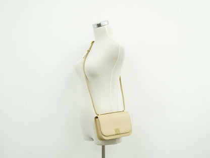 Authentic Loewe Goya Small Shoulder Bag Pochette Leather Beige Goya Bag