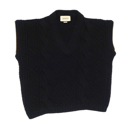 Gucci Detachable Sleeve Cable Knit S BK 680968 Wool 2WAY Women's