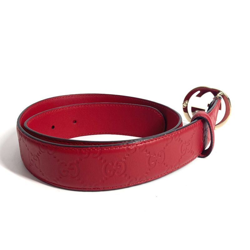 Gucci Belt GG Buckle 370543 Cima Leather Red