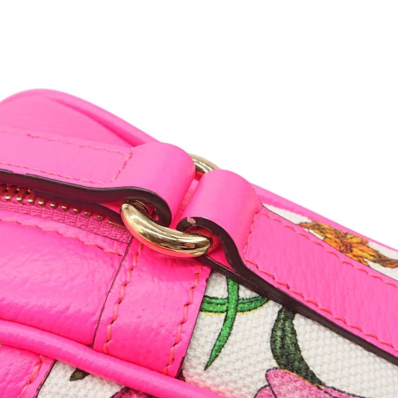 Gucci Flora Shoulder Bag Crossbody Pink Canvas With Floral Pattern