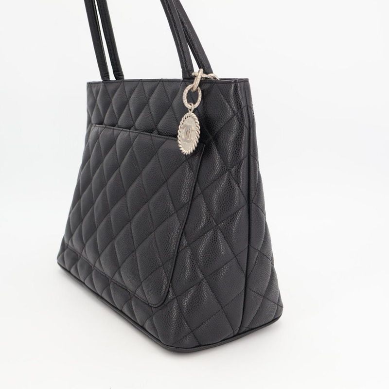 Chanel Chanel Medallion Tote Caviar Black Silver Hardware Bag