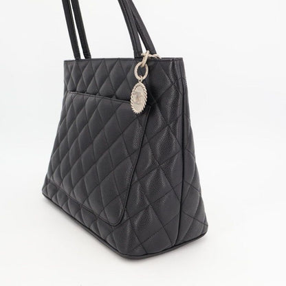 Chanel Chanel Medallion Tote Caviar Black Silver Hardware Bag