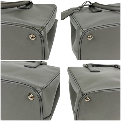Prada Galleria 2WAY Mini Tote Shoulder Bag Saffiano Leather Light Gray