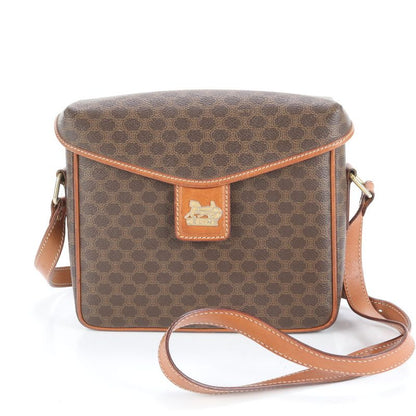 Vintage Celine Macadam Leather Shoulder Bag Crossbody Brown Tote Women's RRE