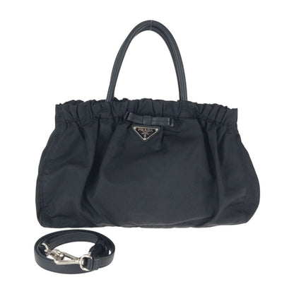 Prada Tessuto Black Nylon Leather Tote