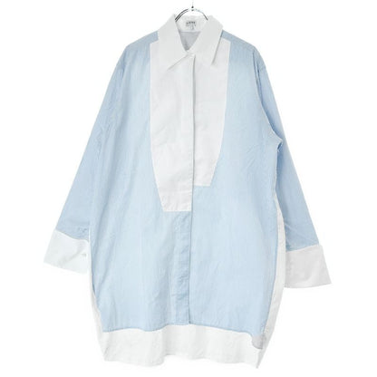 Loewe Asymmetrical Bib Striped Shirt S540y06x62 Blue and White 38