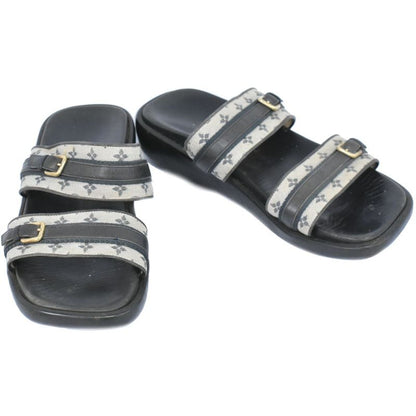 Authentic Louis Vuitton LV Monogram Comfort Sandals 36 Leather Canvas Black