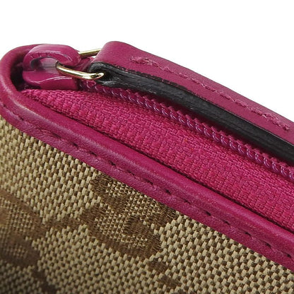 Gucci Coin Case 115255 GG Canvas Leather Beige Pink Gold Hardware Small Items
