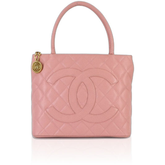 Chanel Medallion Tote Caviar Leather Pink Gold Vintage