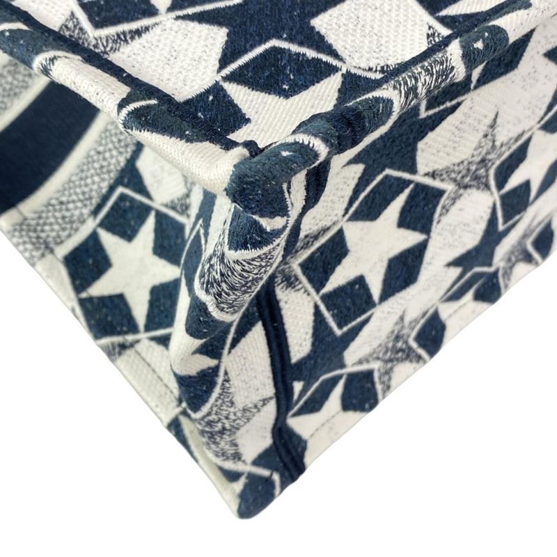 Dior/christian Dior Tote Bag Book Tote Large Bag Navy And White Star (star)