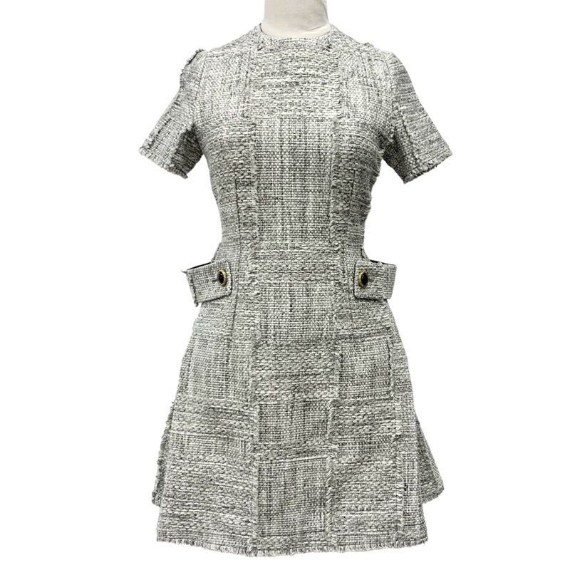 Louis Vuitton Dress Cotton Gray Tweed Short Sleeve 22 SS