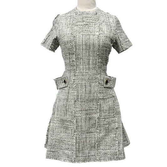 Louis Vuitton Dress Cotton Gray Tweed Short Sleeve 22 SS