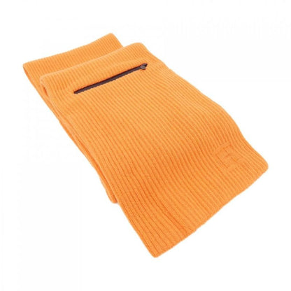 Hermes Orange Ribbed Muffler Scarf