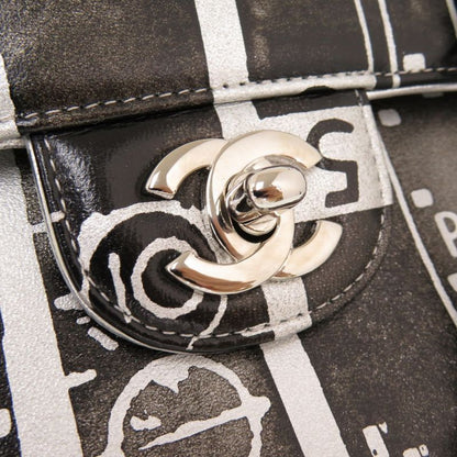 Chanel Matelasse 25 Print Double Flap Leather Black 23rd Silver Hardware