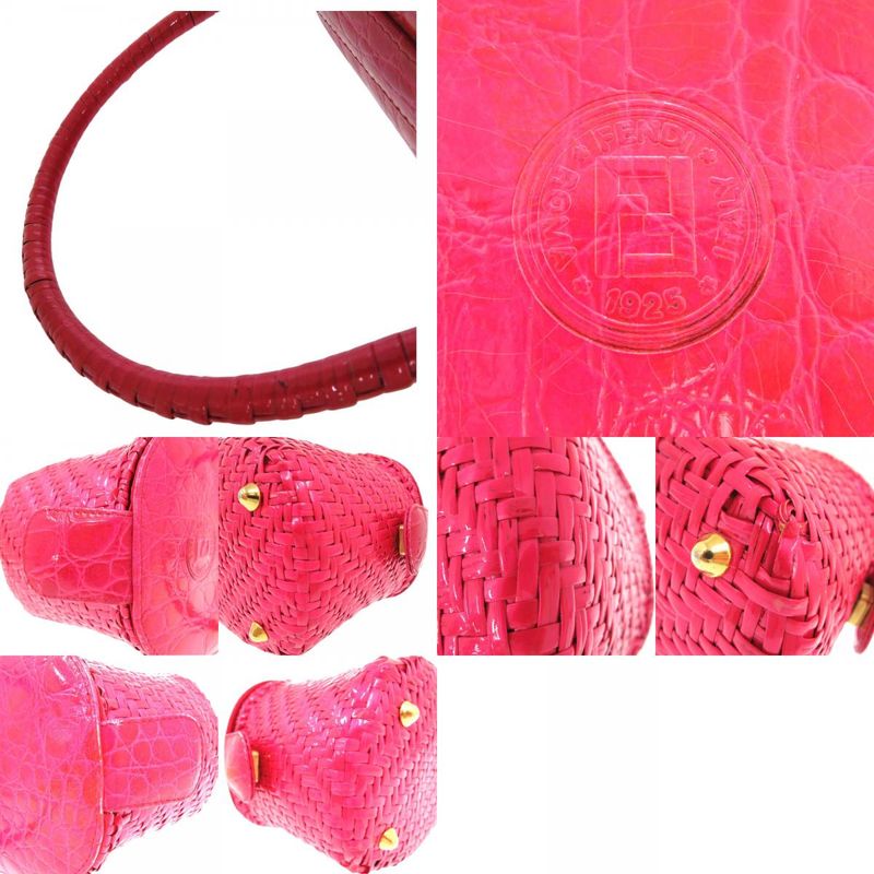 Fendi Croc Straw Bag Basket Bag Straw Pink 2524 Fendi