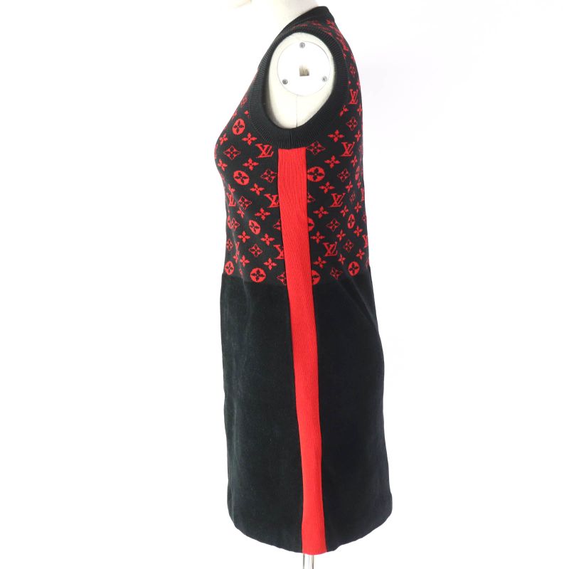 Louis Vuitton 20AW Jacquard Sleeveless Mini Dress In Monogram Dress Black Red