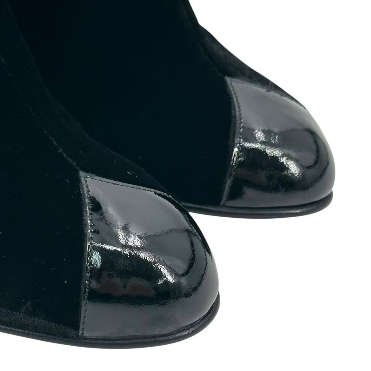 Chanel High Heel Long Boots Belt Velour Inside Zip Black 38 — view 5
