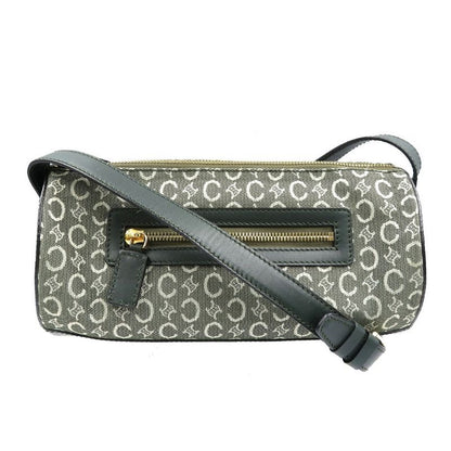 Celine C Macadam Pattern Canvas Leather Gold Hardware Olive Green Shoulder Bag