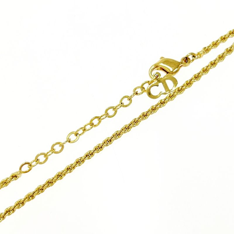 Dior GP Rhinestone Emblem Round Necklace Gold 477635 Necklace