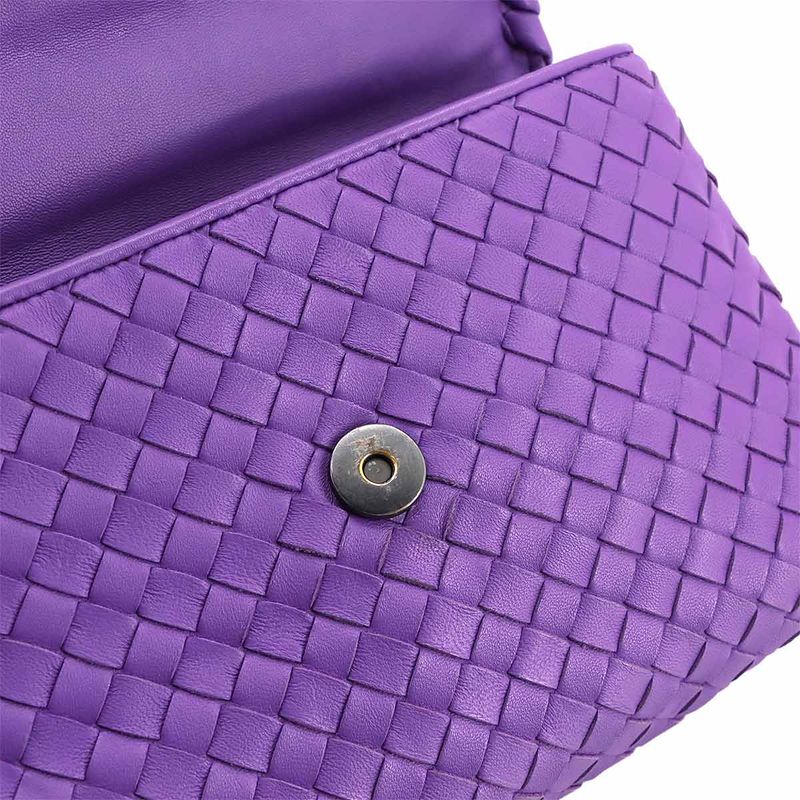 Bottega Veneta Intrecciato Chain Shoulder Bag Leather Purple Chain Shoulder Bag