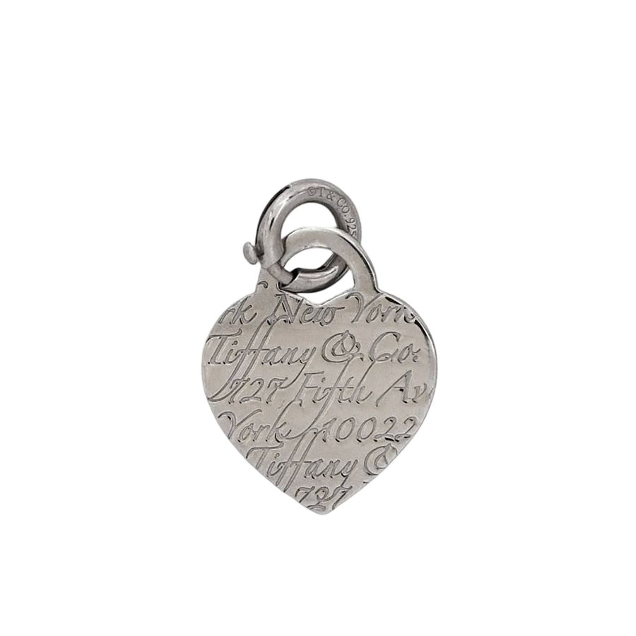 Tiffany & Co Notes Heart Tag Pendant Silver Charm 925 Sterling