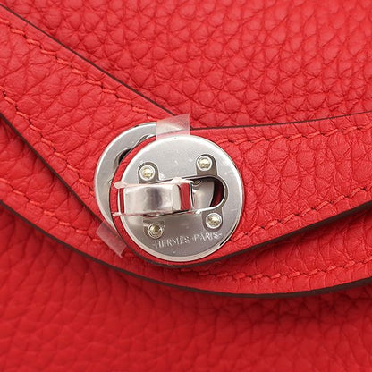 Hermes Shoulder Bag Lindy Mini 20 Taurillon Clemence Vermilion Silver Hardware