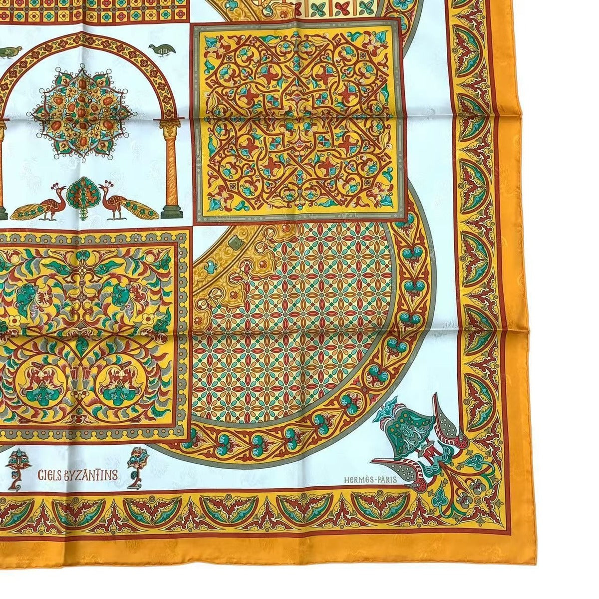 Hermes Scarf Carre 90 Ciels Byzantins Byzantine Sky Silk Orange — view 5