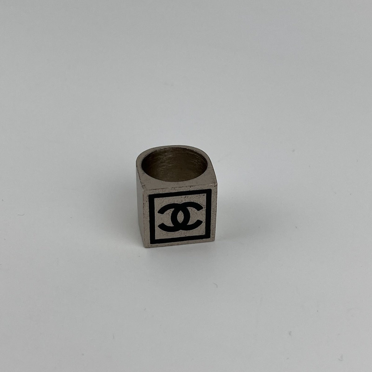 Chanel CC Logo Ring Square Silver Vintage